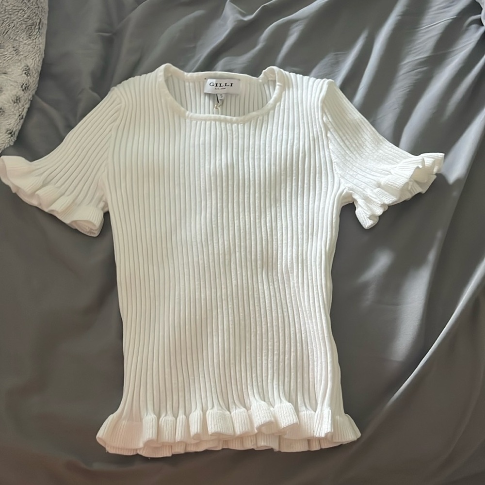 new york and company ribbed tight white top